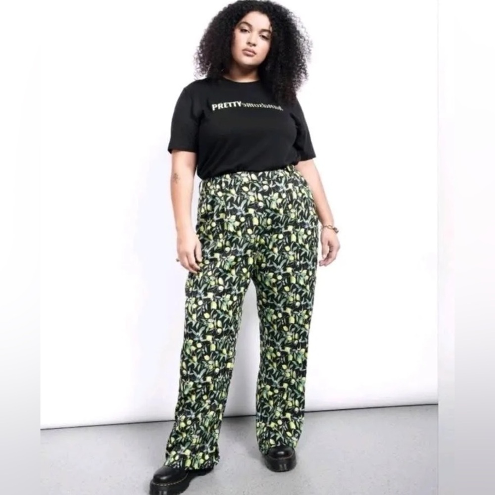 WildFang THE EMPOWER WIDE LEG LEMON TROUSER SIZE 8 NWT